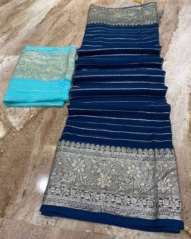 SV Pure Viscose Georgette Party Wear Sarees Wholesale Market In Surat
